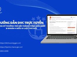 Hướng dẫn công dân thực hiện thủ tục “Đăng ký thường trú nội thành (thực hiện điểm b khoản 4 Điều 19 Luật Thủ đô” trực tuyến trên Cổng Dịch vụ công Quốc gia