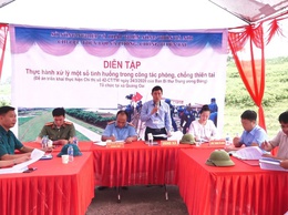 Quảng Oai chủ động diễn tập ứng phó thiên tai, bảo vệ an toàn đê điều