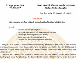 THƯ NGỎ VẬN ĐỘNG ỦNG HỘ XÂY NHÀ TÌNH NGHĨA CHO THÂN NHÂN LIỆT SĨ 