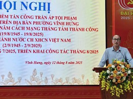 CÔNG AN PHƯỜNG VĨNH HƯNG TỔ CHỨC HỘI NGHỊ MỞ CAO ĐIỂM TẤN CÔNG TRẤN ÁP TỘI PHẠM CHÀO MỪNG KỶ NIỆM 80 NĂM CÁCH MẠNG THÁNG 8 THÀNH CÔNG VÀ  QUỐC KHÁNH 02/9- SƠ KẾT CÔNG TÁC CÔNG AN THÁNG 7/2025, TRIỂN KHAI CÔNG TÁC THÁNG 8/2025.