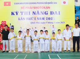 Gần 200 võ sinh CLB Karatedo Quang Phong tham gia kỳ thi nâng đai lần thứ Nhất năm 2025