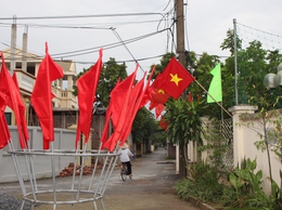 Rực rỡ cờ hoa chào mừng Đại hội đại biểu Đảng bộ xã