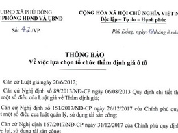 Thông báo về việc lựa chọn tổ chức thẩm định giá ô tô