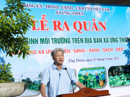 Đảng ủy – Hội đồng nhân dân - Ủy ban nhân dân - Ủy ban Mặt trận tổ quốc xã Ứng Thiên tổ chức lễ ra quân tổng vệ sinh môi trường trên địa bàn 29 thôn thuộc xã