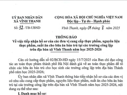 UBND XÃ VĨNH THANH THÔNG BÁO