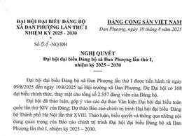 Nghị Quyết Đại hội đại biểu Đảng bộ xã Đan Phượng Lần Thứ I Nhiệm Kỳ 2025-2030