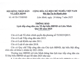 Lịch tiếp công dân của Tổ đại biểu HĐND xã Quý III/2025