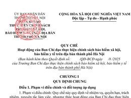 QUY CHẾ HOẠT ĐỘNG CỦA BCĐ THỰC HIỆN CHÍNH SÁCH BHXH, BHYT TRÊN ĐỊA BÀN THÀNH PHỐ HÀ NỘI