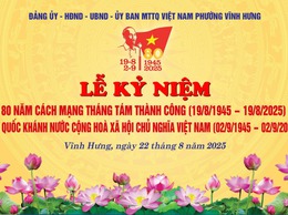 ĐẢNG ỦY – HĐND – UBND – UBMTTQ PHƯỜNG VĨNH HƯNG TỔ CHỨC LỄ KỶ NIỆM 80 NĂM CÁCH MẠNG THÁNG TÁM THÀNH CÔNG (19/8/1945 – 19/8/2025) VÀ QUỐC KHÁNH NƯỚC CỘNG HÒA XÃ HỘI CHỦ NGHĨA VIỆT NAM (02/9/1945– 02/9/2025)