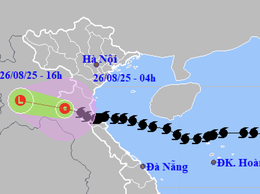 Bão số 5 suy yếu thành áp thấp nhiệt đới, Bắc Bộ và Bắc Trung Bộ còn mưa lớn hôm nay (26/8)