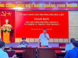 Phường Phương Liệt tổ chức họp giao ban định kỳ tập thể UBND phường tháng 8/2025 và triển khai nhiệm vụ trọng tâm tháng 9/2025