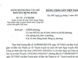 Phường Tây Mỗ triển khai công tác tuyên truyền kỷ niệm 80 năm Cách mạng Tháng Tám và Quốc khánh 2/9