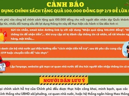 Cảnh báo lợi dụng chính sách tặng quà 100.000 đồng dịp 2/9 để lừa đảo