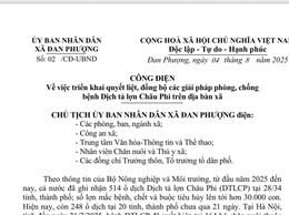 Công điện số 02/CĐ-UBND của UBND xã Đan Phượng