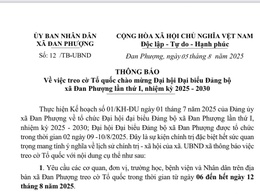 Thông báo về việc treo cờ Tổ quốc chào mừng Đại hội Đại biểu Đảng bộ xã Đan Phượng lần thứ I, nhiệm kỳ 2025-2030