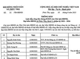 Thông báo Lịch tiếp công dân tháng 8/2025 của Chủ tịch HĐND, Đại biểu HĐND xã Phúc Thọ, khoá I, nhiệm kỳ 2021 - 2026