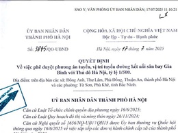 Quyết định phê duyệt phuong án tuyến, vị trí tuyến đường kết nối sân bay Gia Bình với thủ đô Hà Nội, tỷ lệ 1/500