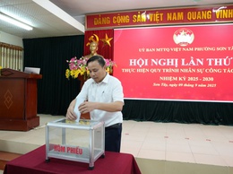 MTTQ, Hội Phụ nữ, Hội Nông dân, Đoàn Thanh niên phường Sơn Tây thực hiện quy trình công tác cán bộ