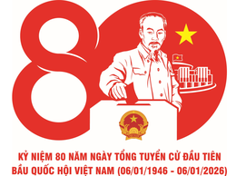 Mẫu biểu trưng sử dụng trong các hoạt động tuyên truyền Kỷ niệm 80 năm Ngày Tổng tuyển cử đầu tiên bầu Quốc hội Việt Nam