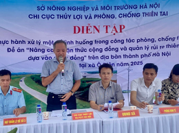 Xã Ô Diên phối hợp tổ chức diễn tập thực hành xử lý một số tình huống trong công tác phòng chống thiên tai trên địa bàn