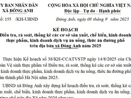 Kế hoạch Điều tra, rà soát, thống kê các cơ sở sản xuất, chế biến, kinh doanh thực phẩm, kinh doanh dịch vụ ăn uống, thức ăn đường phố trên địa bàn xã Đông Anh năm 2025