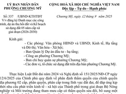 Đăng ký Danh mục các công trình, dự án thu hồi đất và Kế hoạch sử dụng đất 05 năm cấp xã giai đoạn 2026-2030