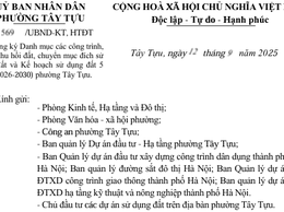 Đăng ký Danh mục các công trình, dự án thu hồi đất, chuyển mục đích sử dụng đất và Kế hoạch sử dụng đất 5 năm (2026-2030) phường Tây Tựu