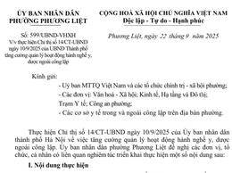 UBND phường Phương Liệt ban hành văn bản số 599/UBND-VHXH ngày 22/9/2025 về thực hiện Chỉ thị số 14/CT-UBND ngày 10/9/2025 của UBND Thành phố tăng cường quản lý hoạt động hành nghề y, dược ngoài công lập