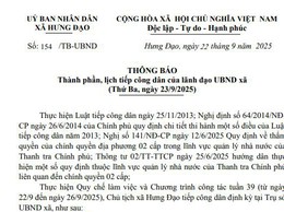 THÔNG BÁO
Thành phần, lịch tiếp công dân của lãnh đạo UBND xã
(Thứ Ba, ngày 23/9/2025)