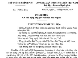 Công điện của Thủ tướng Chính Phủ về việc chủ động ứng phó với siêu bão Ragasa