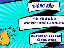 Thông báo: Niêm yết công khai danh mục thủ tục hành chính thuộc thẩm quyền giải quyết của UBND phường Tây Hồ