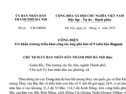 Công điện về việc khẩn trương triển khai công tác ứng phó với bão số 9 (siêu bão Ragasa)
