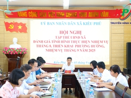 UBND xã Kiều Phú tổ chức hội nghị tập thể lãnh đạo đánh giá kết quả công tác tháng 8 và triển khai nhiệm vụ trọng tâm tháng 9