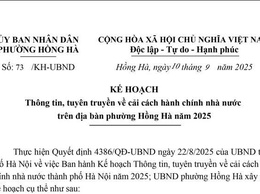 Kế hoạch thông tin, tuyên truyền  về cải cách hành chính nhà nước trên địa bàn phường Hồng Hà 2025
