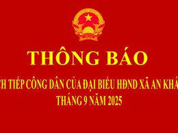 Thông báo: Lịch tiếp công dân của Đại biểu Hội đồng nhân dân xã An Khánh tháng 9 năm 2025