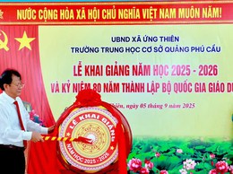 Tất cả 19 trường học: Mầm non, tiểu học, trung học cơ sở, trung học phổ thông trên địa bàn xã Ứng Thiên, thành phố Hà Nội tổ chức khai giảng năm học mới 2025-2026