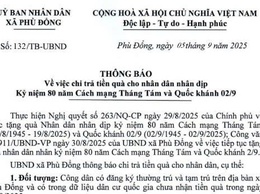 Thông báo về việc tiếp tục chi trả tiền quà cho nhân dân nhân dịp kỷ niệm 80 năm Cách mạng Tháng Tám thành công và Quốc khánh 2/9