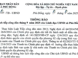Thông báo lịch tiếp công dân tháng 9 năm 2025 của Lãnh đạo UBND xã Phù Đổng