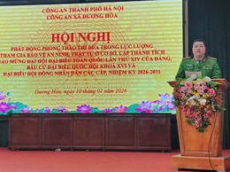 Lực lượng tham gia bảo vệ an ninh trật tự cơ sở xã Dương Hoà thi đua lập thành tích chào mừng Đại hội Đảng lần thứ XIV và cuộc bầu cử Quốc hội và đại biểu HĐND các cấp nhiệm kỳ 2026-2031 