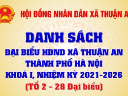 Danh sách Đại biểu HĐND xã Thuận An, thành phố Hà Nội khoá I, nhiệm kỳ 2021 - 2026 (128 đại biểu và chia làm 04 Tổ) - Tổ 2