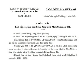 THÔNG BÁO: Lịch tiếp công dân của Bí thư Đảng ủy xã Minh Châu năm 2026