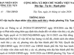 Thông báo số 57/TB-UBND ngày 20/01/2026 của UBND phường Tây Tựu về việc tuyển chọn nhân viên chăn nuôi thú y thuộc phường Tây Tựu