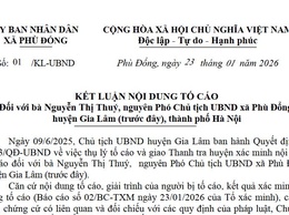 Kết luận Nội dung tố cáo đối với bà Nguyễn Thị Thuý, nguyên Phó Chủ tịch UBND xã Phù Đổng, huyện Gia Lâm (trước đây), thành phố Hà Nội