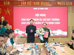 UBND xã Minh Châu tổ chức hội nghị bàn giao nhiệm vụ chỉ huy trưởng Ban Chỉ huy quân sự xã Minh Châu