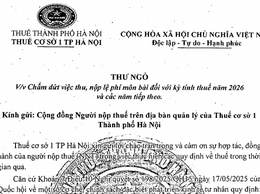 Thư ngỏ về việc Chấm dứt việc thu. nộp lệ phí môn bài đối với kỳ tính thuế năm 2026 và các năm tiếp theo