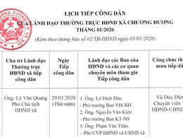 Thông báo Lịch tiếp công dân của Thường trực HĐND xã tháng 01/2026