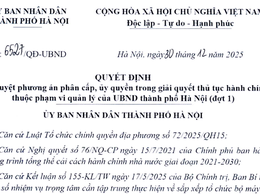 Quyết định phê duyệt phương án phân cấp, ủy quyền trong giải quyết thủ tục hành chính thuộc phạm vi quản lý của UBND thành phố Hà Nội ( đợt 1)