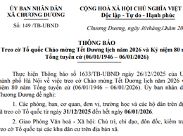 Thông báo treo cờ Tổ quốc chào mừng Tết Dương lịch năm 2026