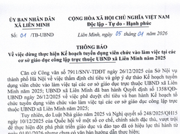 THÔNG BÁO VỀ VIỆC DỪNG TUYỂN DỤNG VIÊN CHỨC