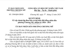 Quyết định về việc thành lập Ban bầu cử đại biểu Hội đồng nhân dân phường Chương Mỹ, nhiệm kỳ 2026 - 2031 tại 07 đơn vị